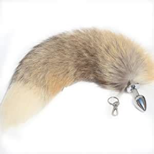 Real Fox Fur Tail Stainless Steel Anal Plug Set